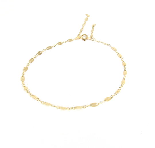 Lace Chain Anklet | Reflective Bar Chain with Double Dangle Detail
